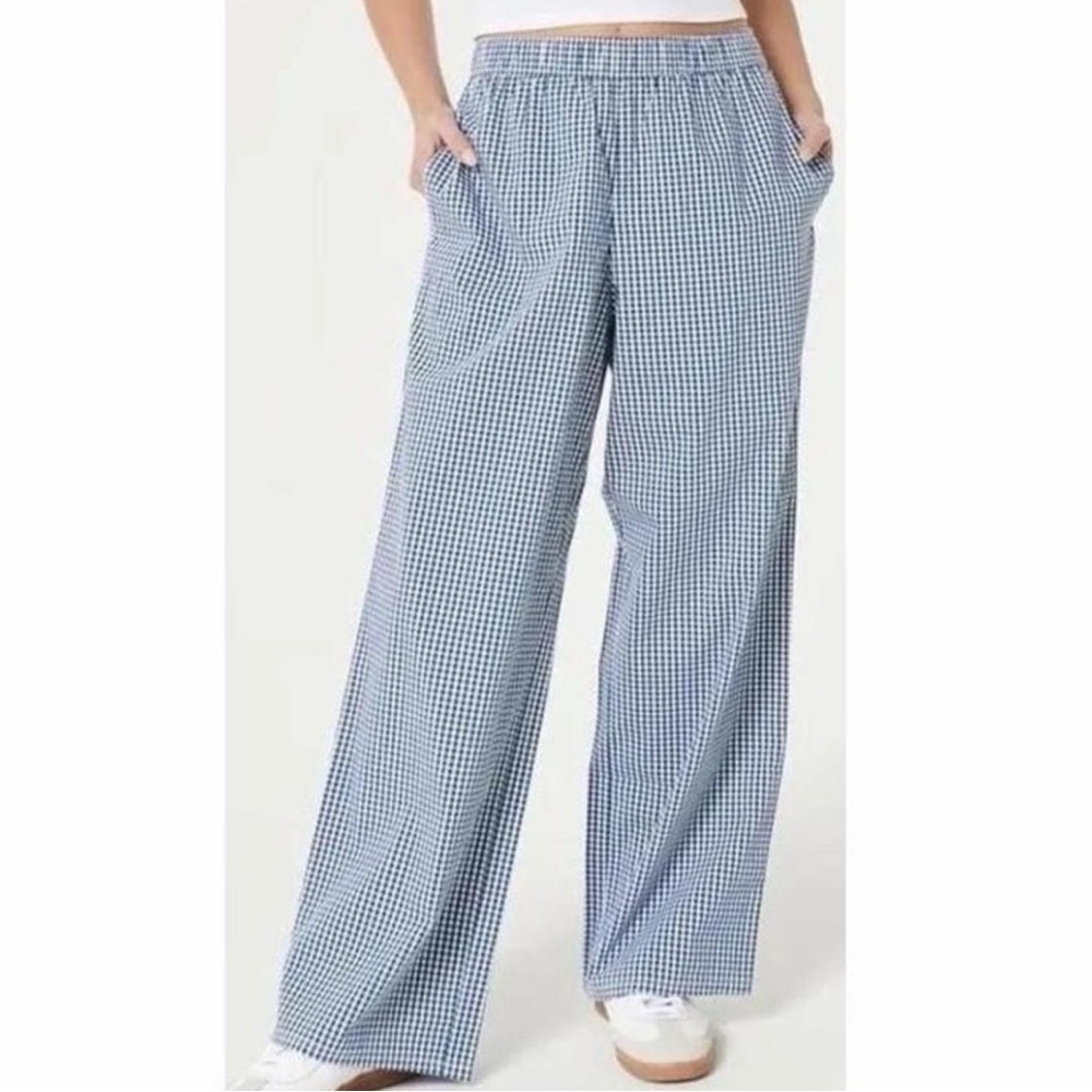 NWT Hollister Blue & White Gingham Coquette Sleep Pants Sz L